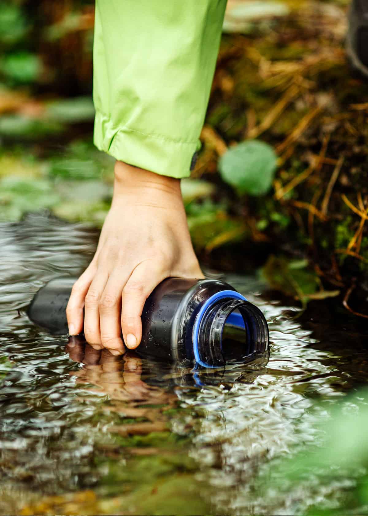 Purify river water when hiking
