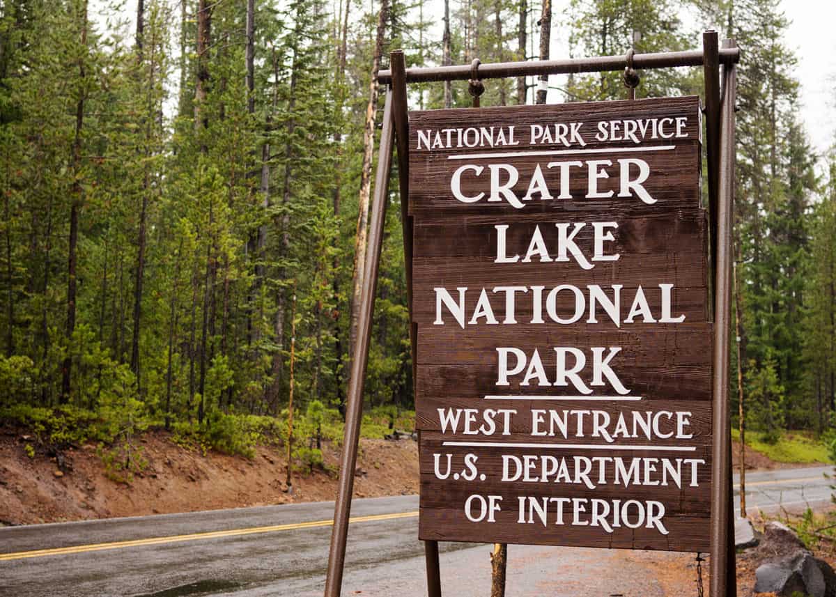 Crater Lake camping sign
