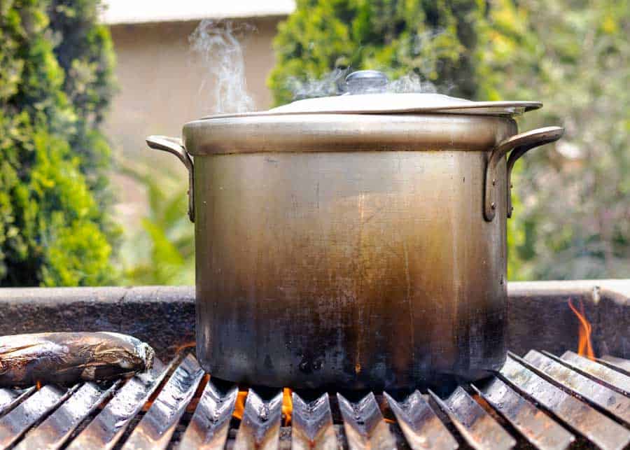boil water on charcoal grill