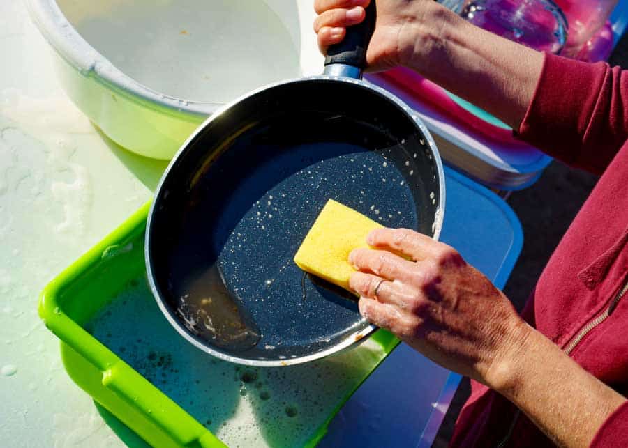 how to wash dishes camping